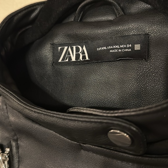 ZARA Black MOTO style pleather ZIP jacket- like new in Sz. XXL - Picture 4 of 16